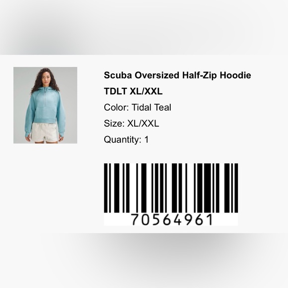 New without tags Lululemon Scuba Oversized Half-Zip Hoodie
Tidal Teal Sz XL/XXL - Picture 7 of 11